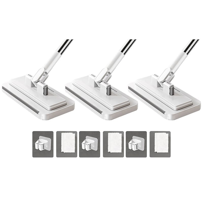 Hands-Free Multi-Purpose Flat Mop - 95cm (Upgraded) – One-Click Cloth Change + Mop Clip + 2 Absorbent Velvet Cloths (3-Pack)