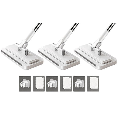 Hands-Free Multi-Purpose Flat Mop - 95cm (Upgraded) – One-Click Cloth Change + Mop Clip + 2 Absorbent Velvet Cloths (3-Pack)